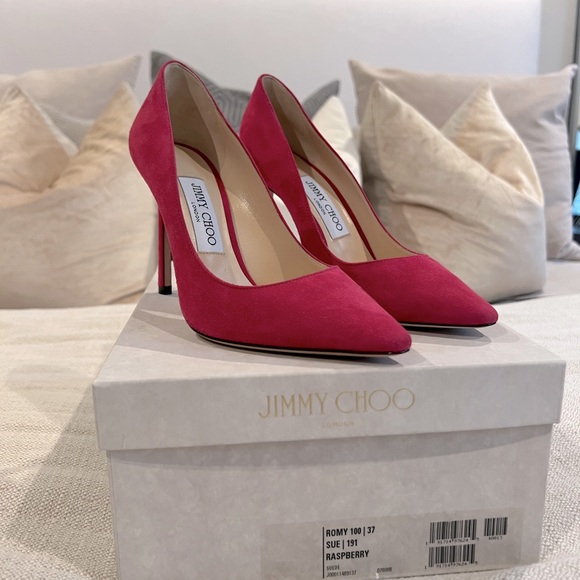 NWT Jimmy Choo Romy 100 Raspberry Suede - Picture 2 of 5